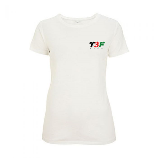 T3F Live 254 Women's Embroidered Logo T Shirt White